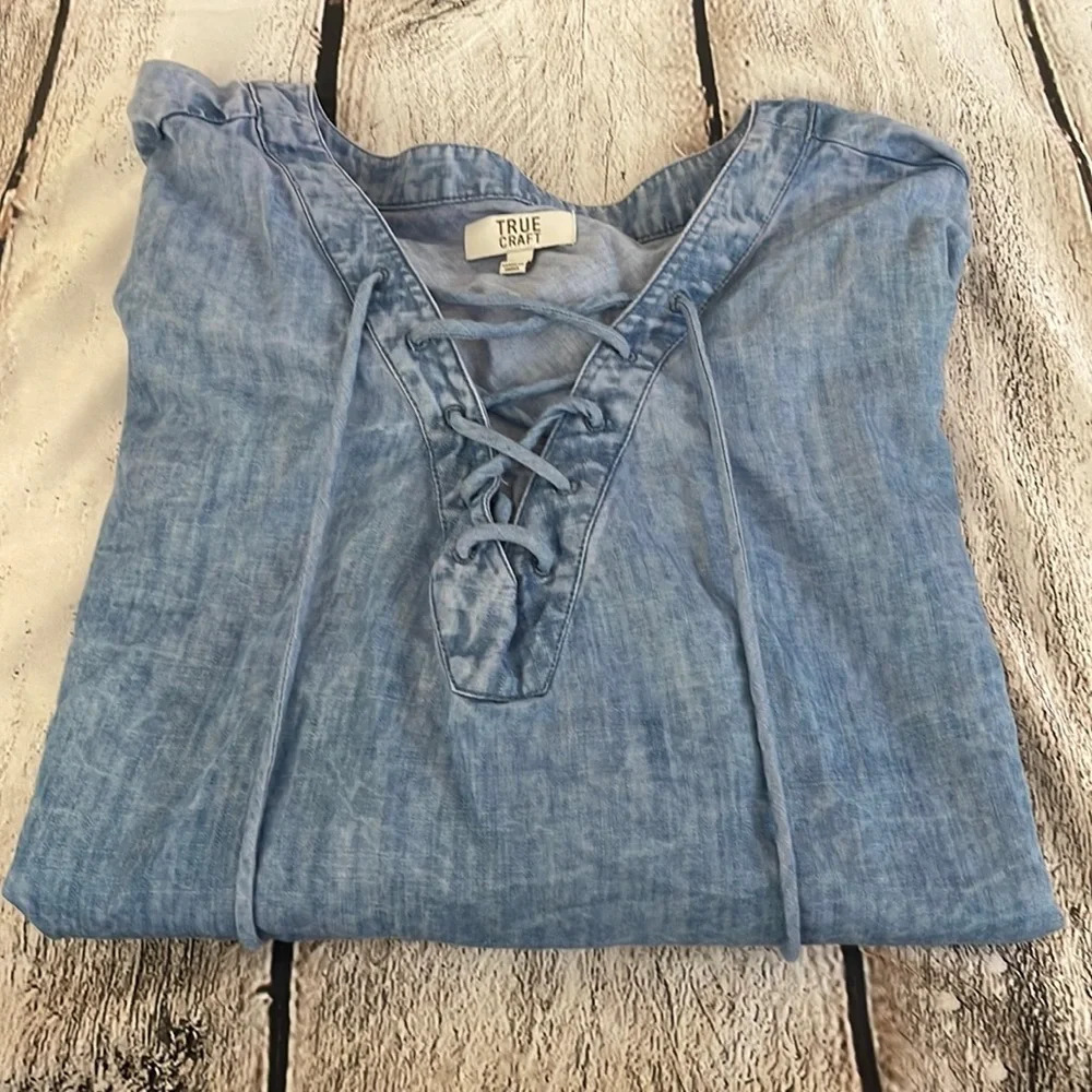 Women’s True Craft denim lace up top 2X - Picture 2 of 4